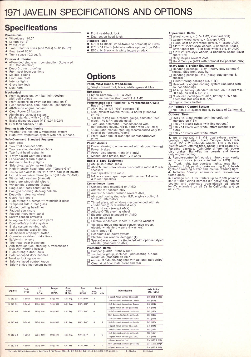 1971 Javelin Sales Brochure page 5