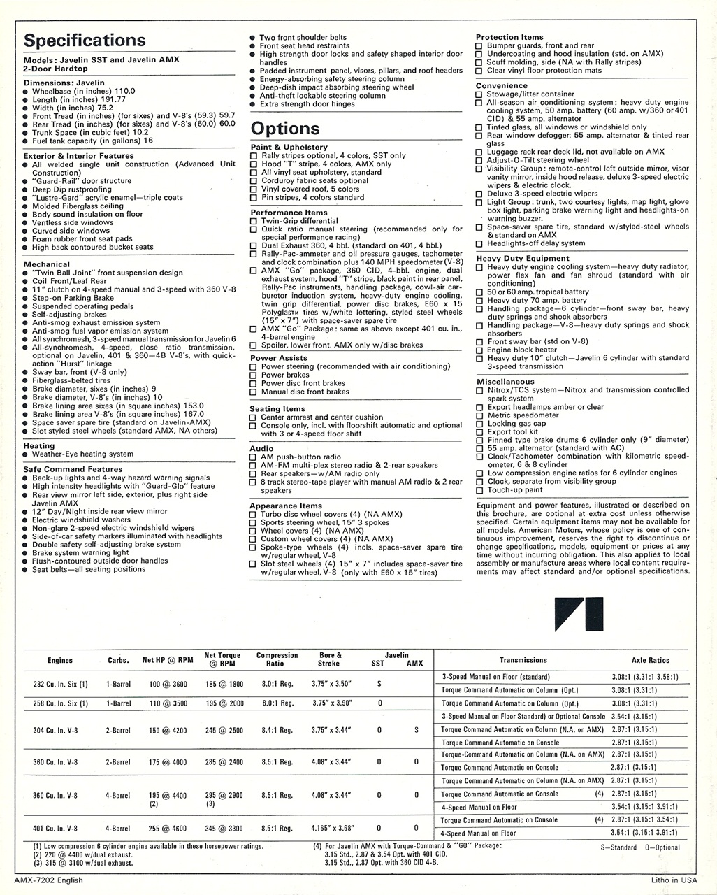 1972 Javelin Sales Brochure page 5