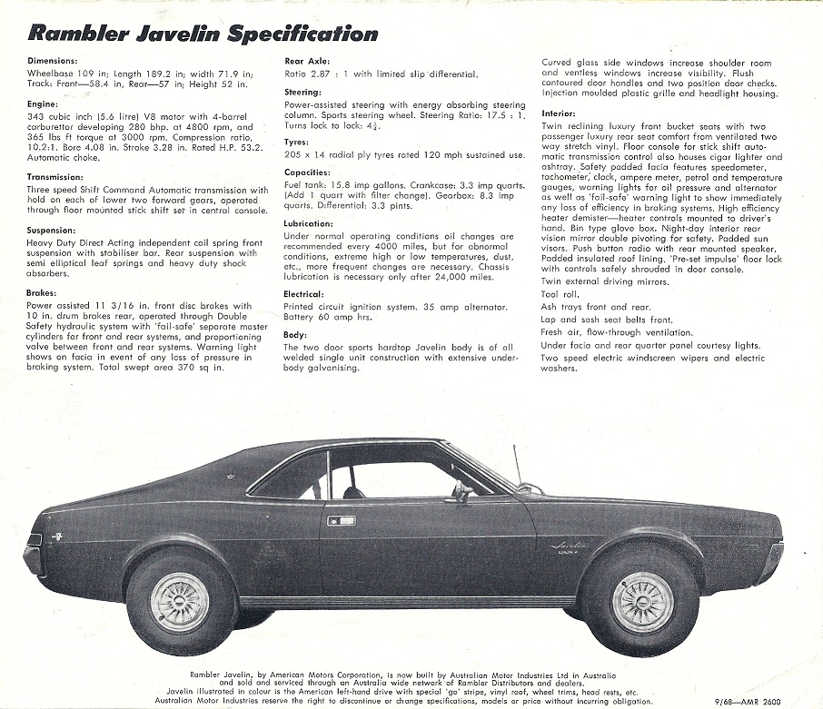 1968 Sensational Rambler Javelin Sales Brochure p3