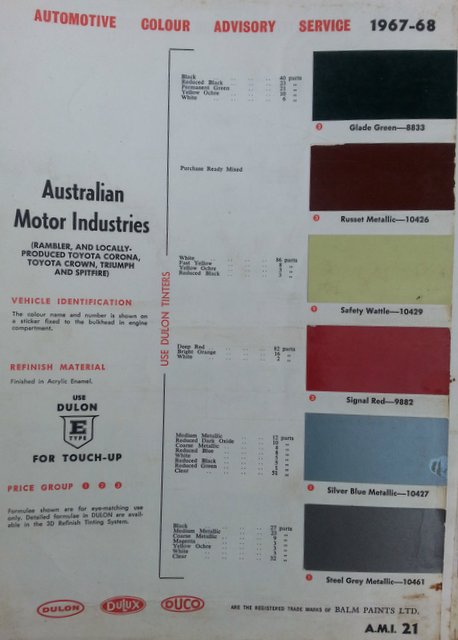 1967-1968 AMI Colours